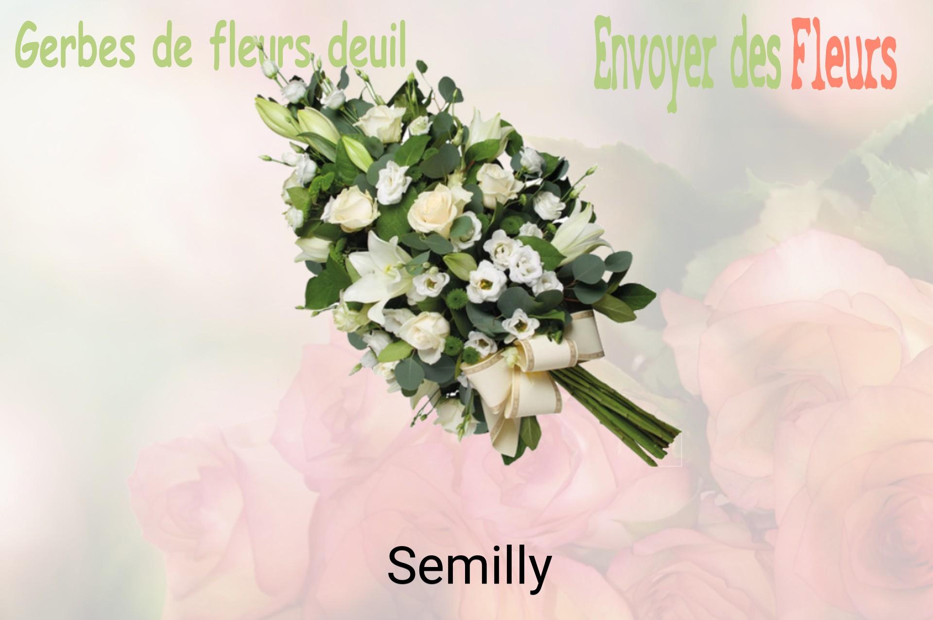 Gerbe de fleurs de deuil livrée à Semilly